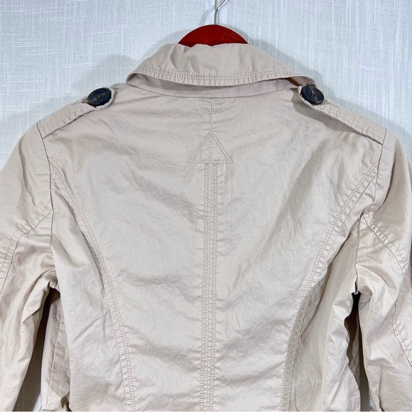 Stradivarius Beige Tan Belted Button Front Trench Jacket Coat Size M - Picture 13 of 14